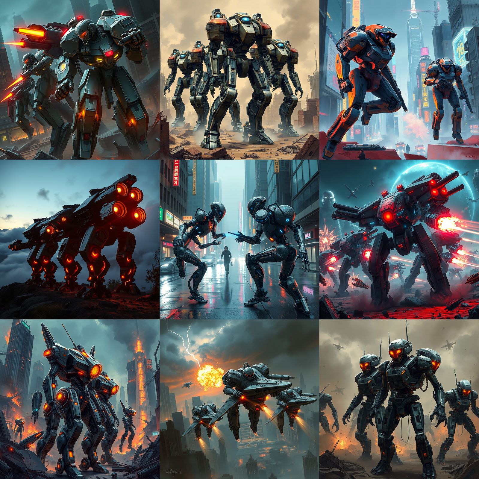 Mech Fighters in Sci-Fi Battle