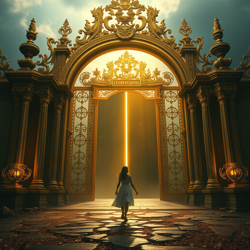 Girl Walks Through Golden Gate: Digital Matte Painting