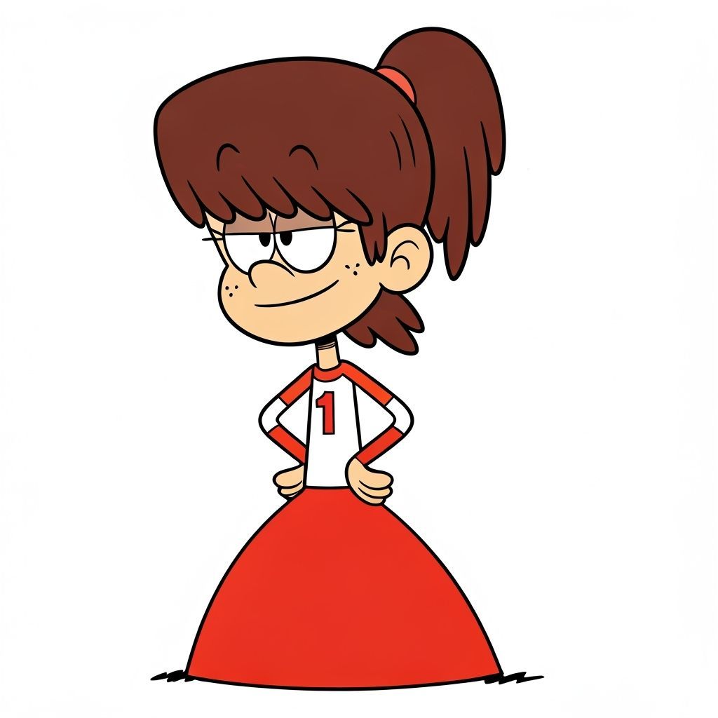 The Loud House Cartoon Style: The girl in this image is Lynn Loud with brown hair and blunt bangs tied into a ponytail. ...