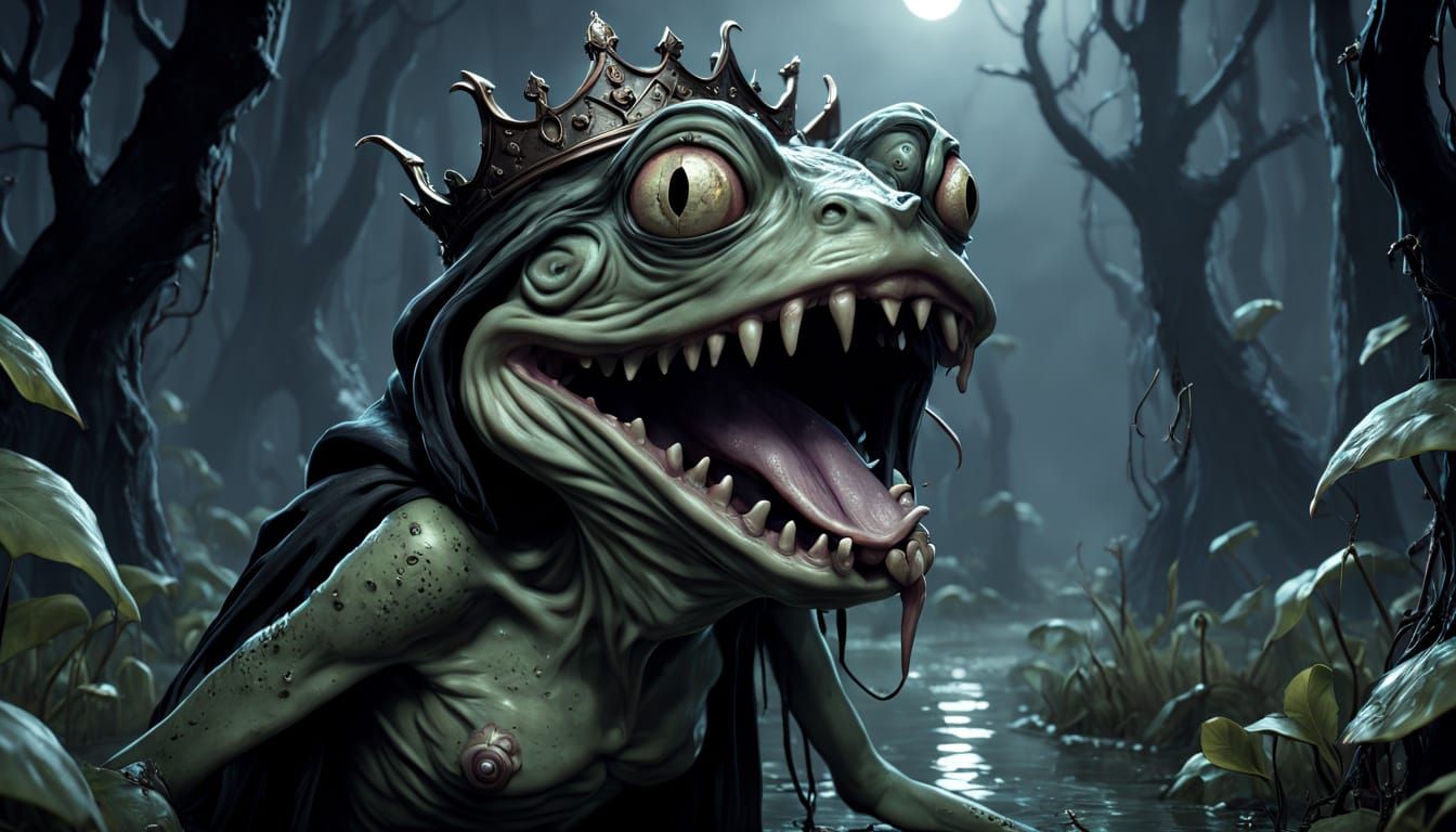 Evil Swamp Hag About to Eat Frog Prince