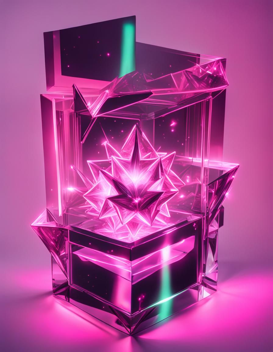 Supernova in Crystal Box with Neon Glow