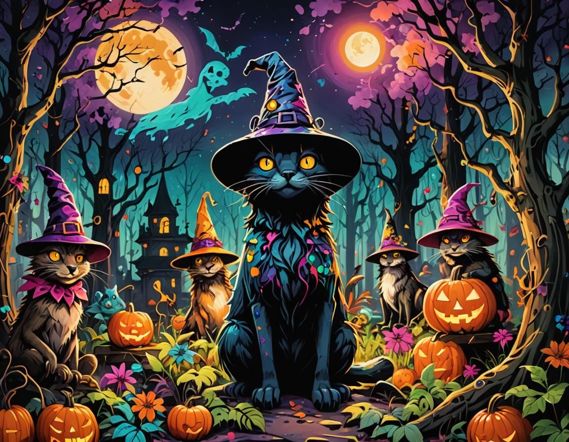 Magical Forest Animals Prepare for Halloween: Street Art