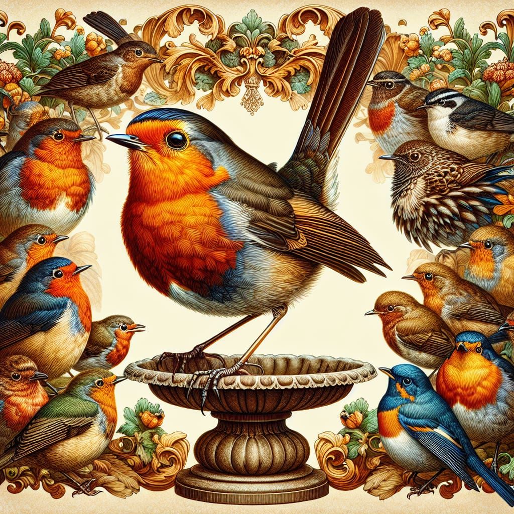 Proud Robin Displays Beauty in Watercolor Style