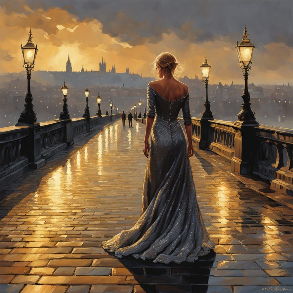 Gothic Goddess on Prague's Charles Bridge