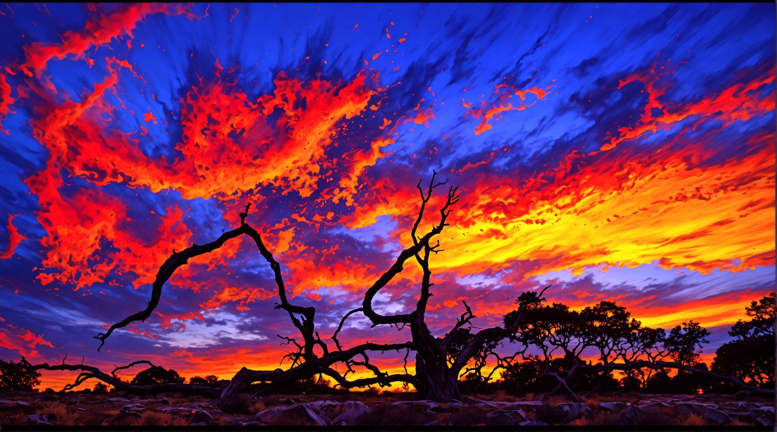 Vibrant Sunset in Abstract Expressionist Style
