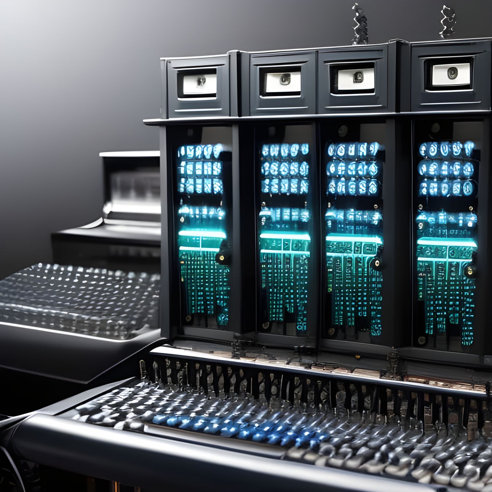 Steampunk Univac Computer with Enigma Design