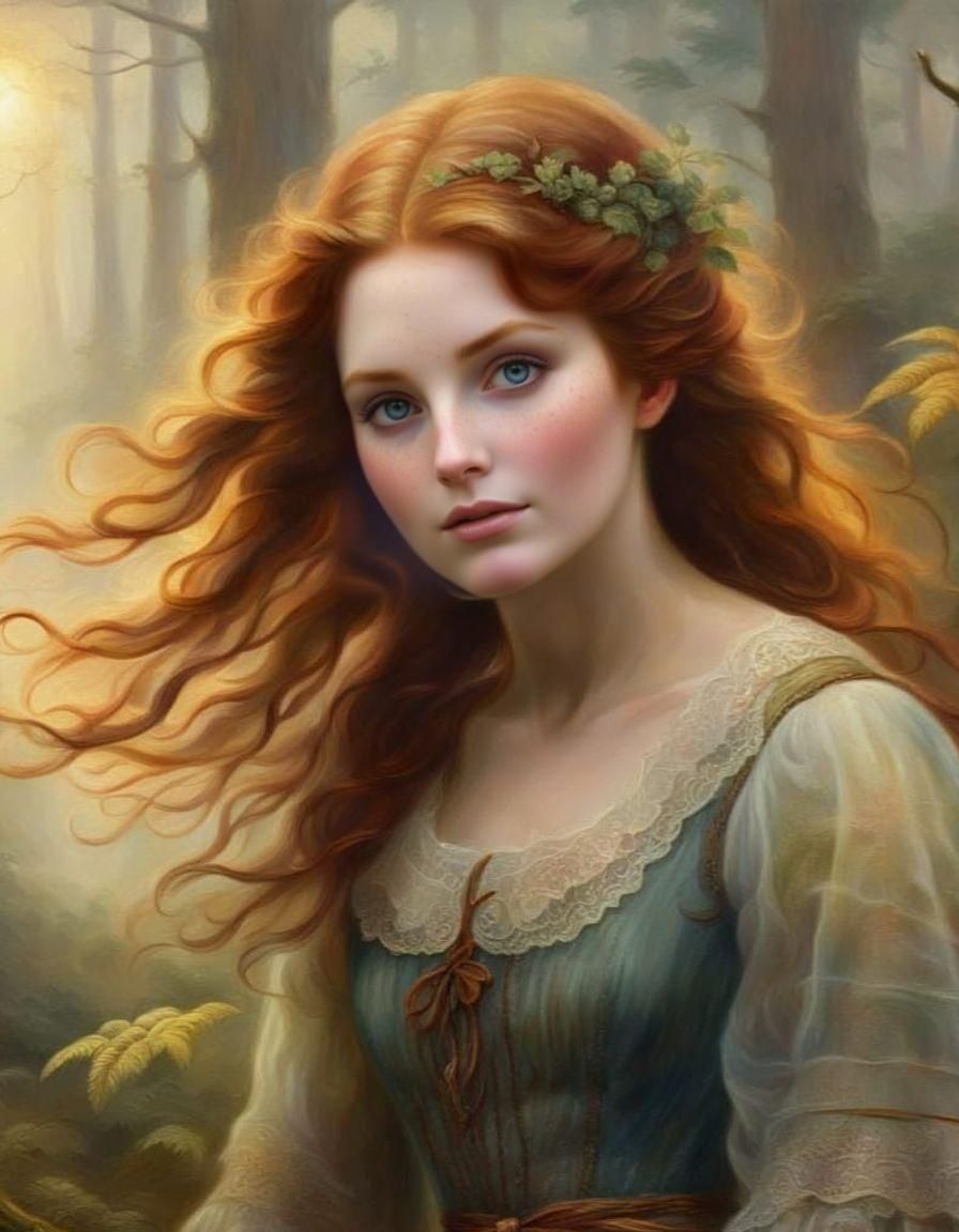 Romantic Pioneer Woman in Ethereal Mist