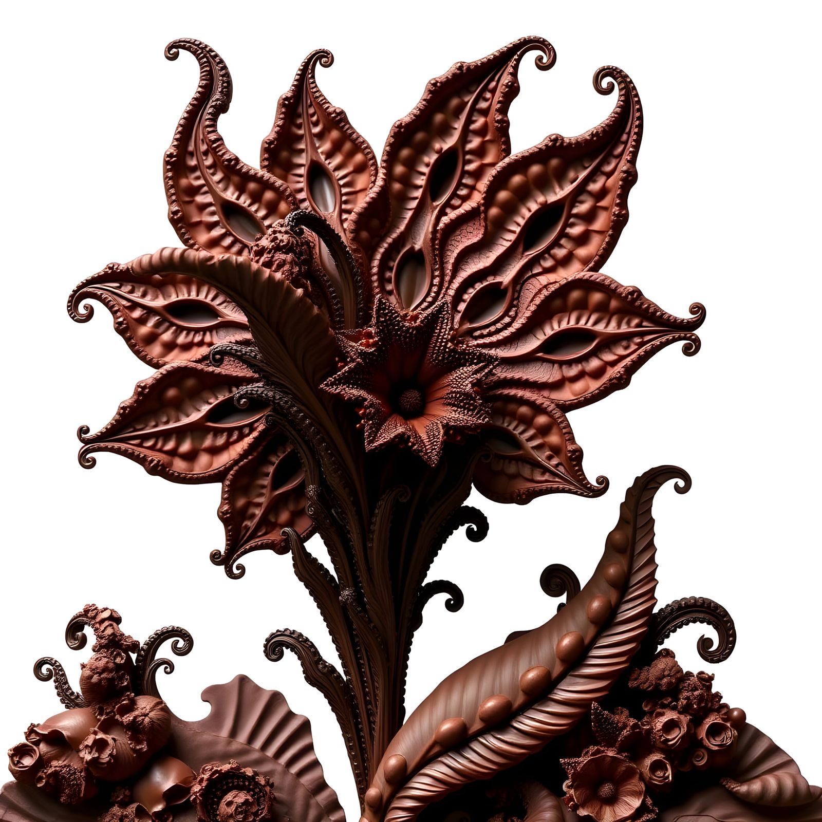 Chocolate Ikebana Fractal Sculpture in 3D