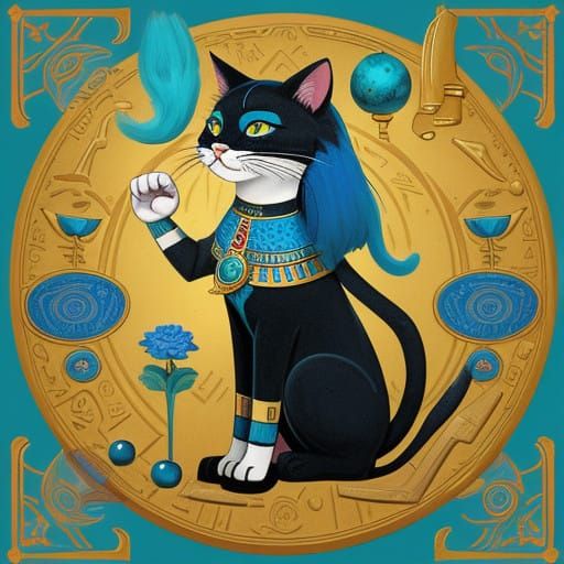 Egyptian Cat Cartoon in Golden Age Style
