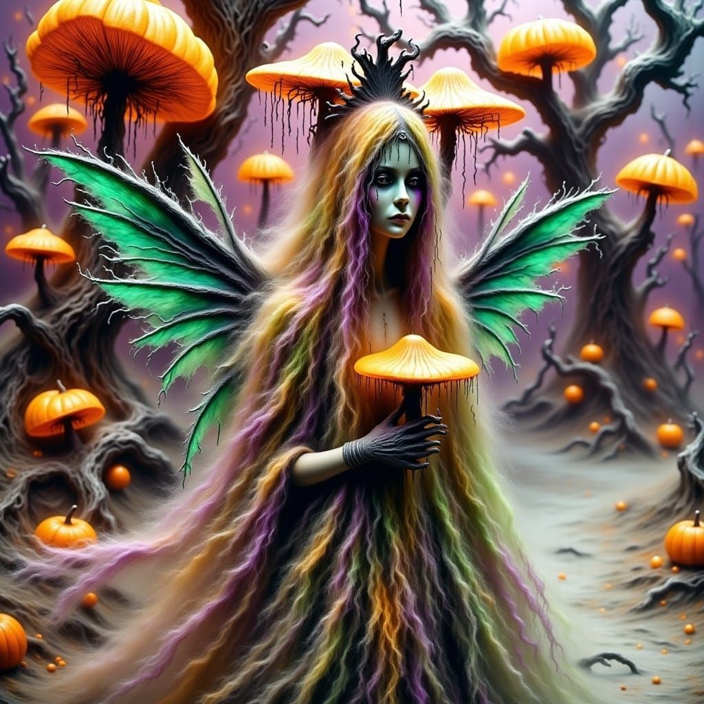 Ethereal Fairy in Moonlit Field, Gothic Art