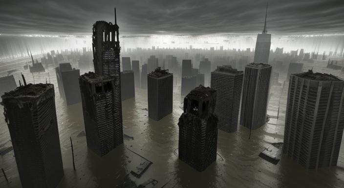 Cyberpunk Ruins of Lower Manhattan in 2125