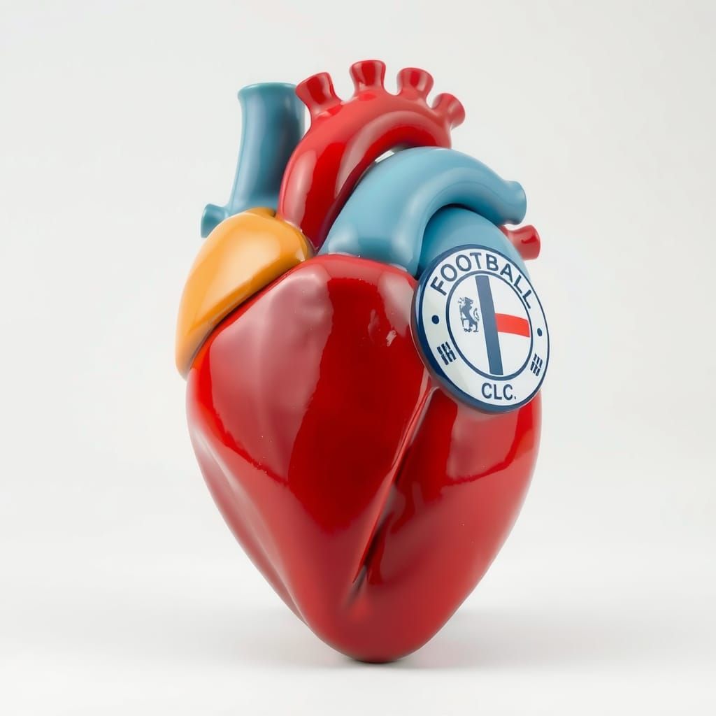 Porcelain Heart Sculpture in Football Club Colors