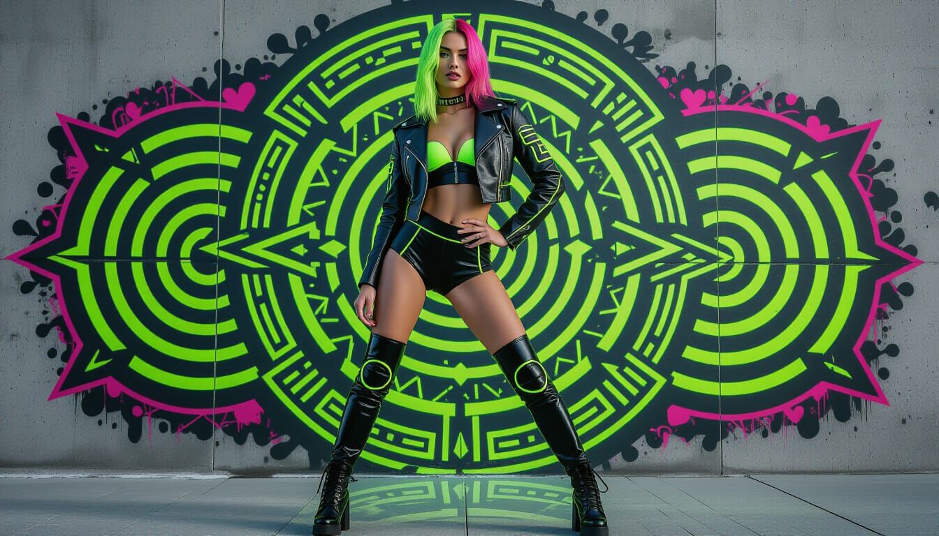 Woman in Frutiger Metro Vector Art Outfit