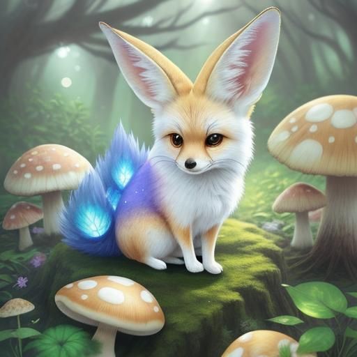 Kawaii Anime Fennec Fox in Enchanted Forest