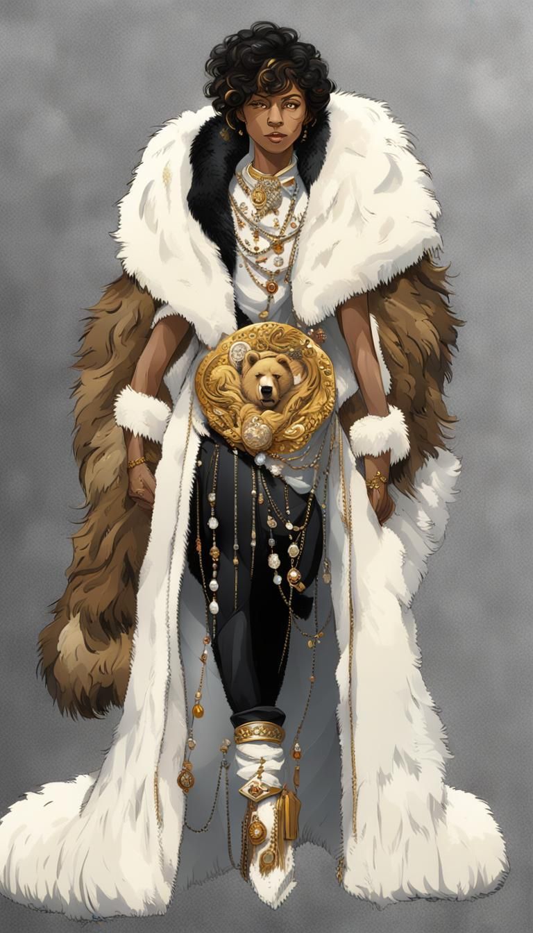 Woman in Fur Coat with Gold Jewelry: Concept Art