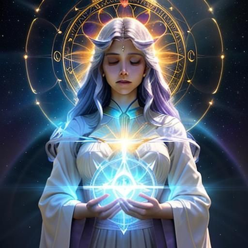 Mystical Angel with Elemental Powers in Divine Light