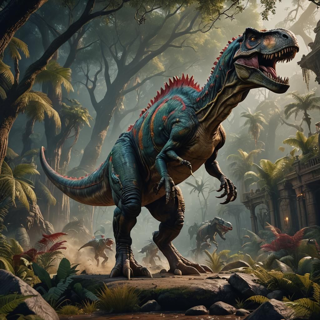 Detailed T-Rex Matte Painting in Unreal Engine