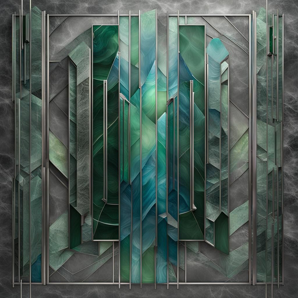 Abstract Art Deco Marble and Glass Design