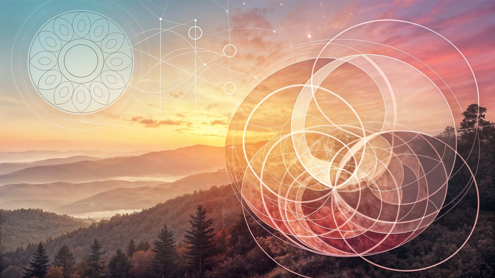 Soft Sunrise Abstraction with Sacred Geometry