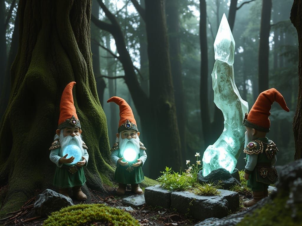 Glimmerwood Gnomes in Whimsical Forest Glade