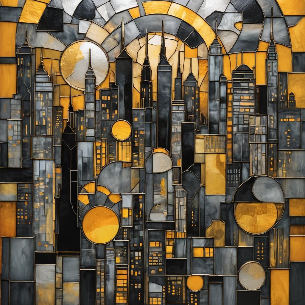 Berlin Cityscape in Stained Glass Rothko Style