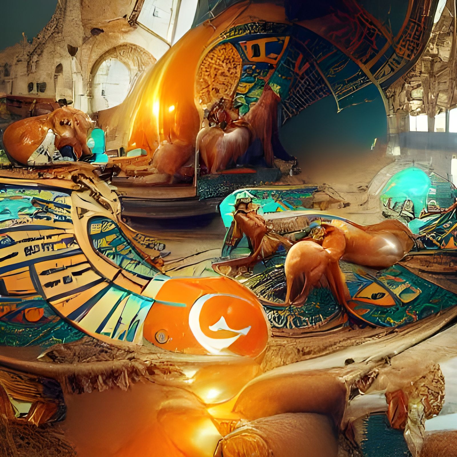 Egyptian Zodiac Concept Art in Art Nouveau Style