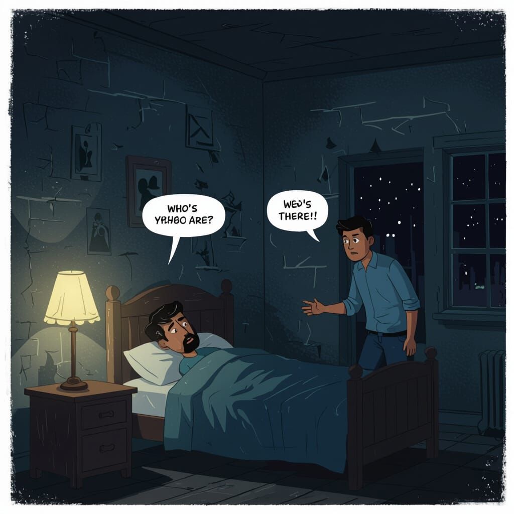 Haunting Night Scene: Ghostly Whisper from the Wall