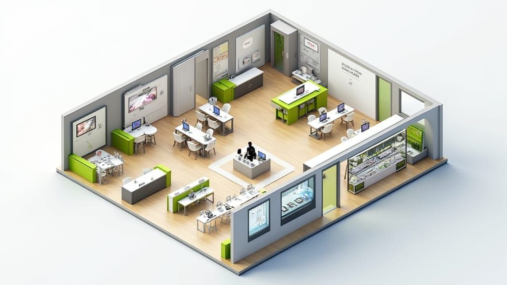 Isometric Store Floor Plan: Modern Digital Lifestyle Experie...