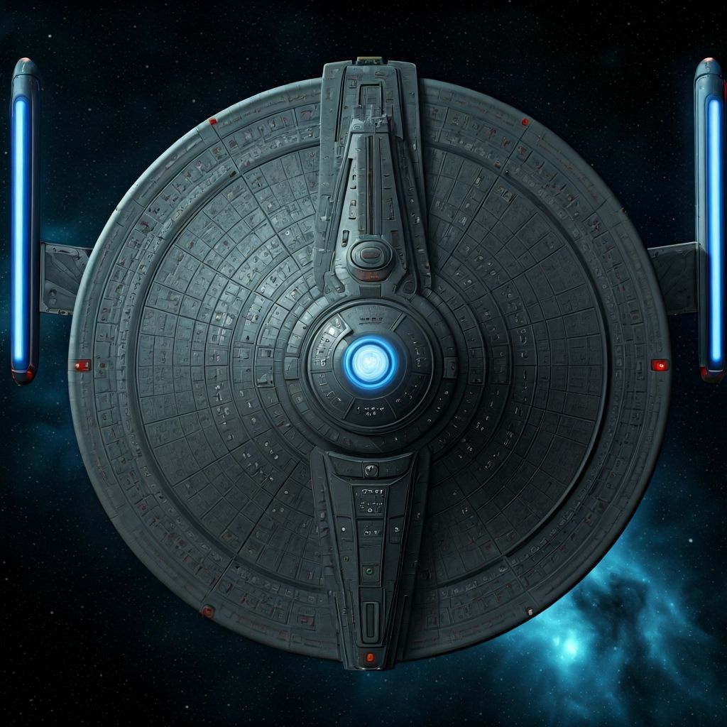 Starship Top View in Nebula, Merrimac Inspired