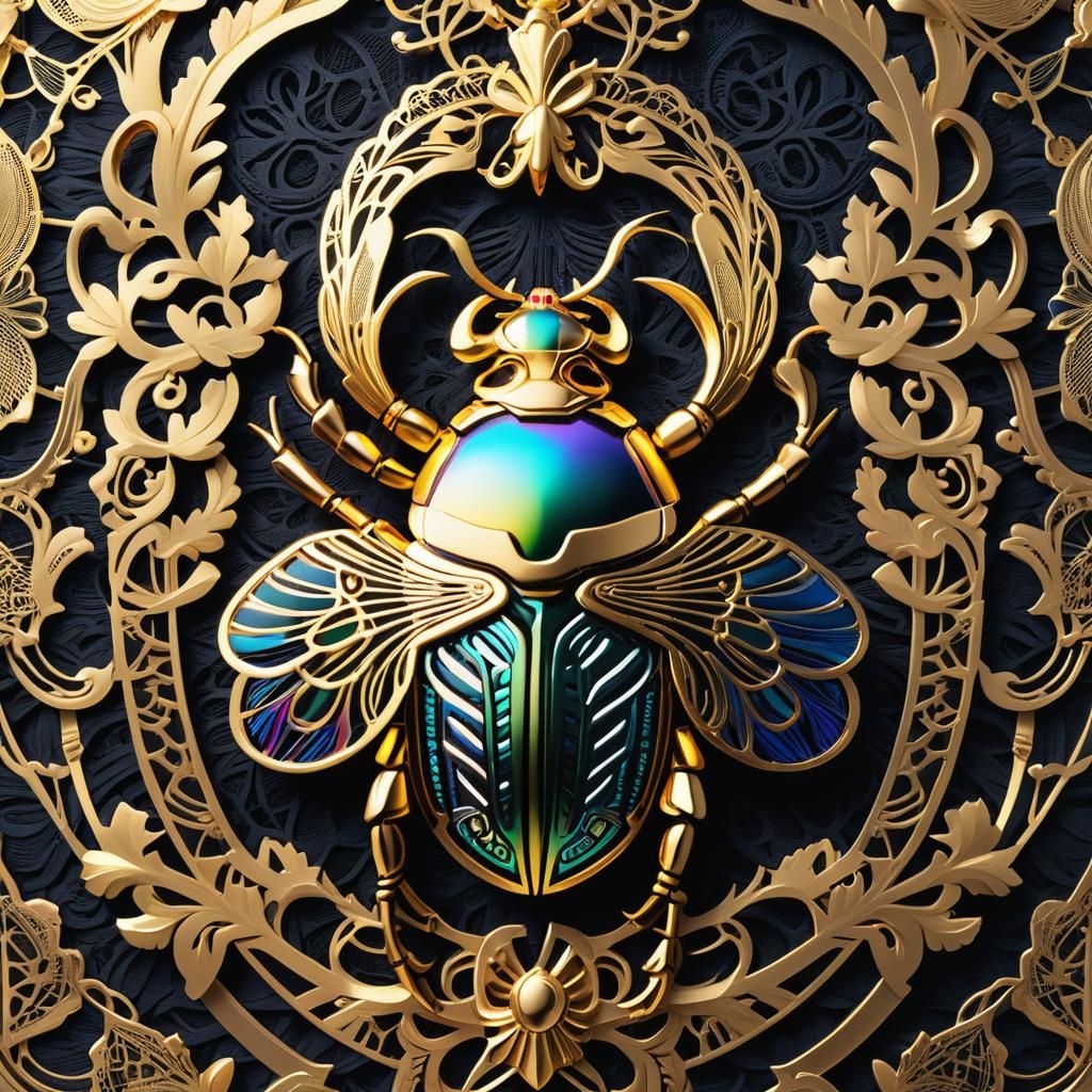 Most beautiful attractive Pharaonic-scarbs symmetrical textu...