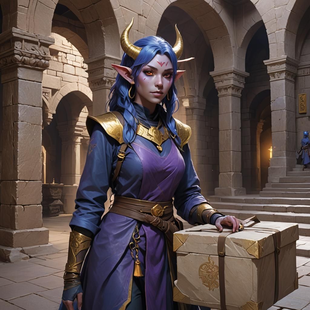 Tiefling Woman Bids Farewell in Anime Style