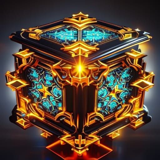 Magical Cube Artifact with Intricate Motifs in 8K