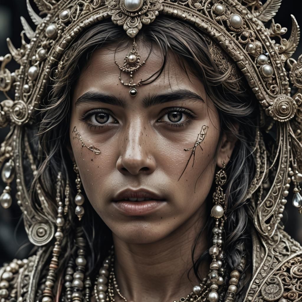 Hyperrealistic Pearl Earring Portrait in HDR