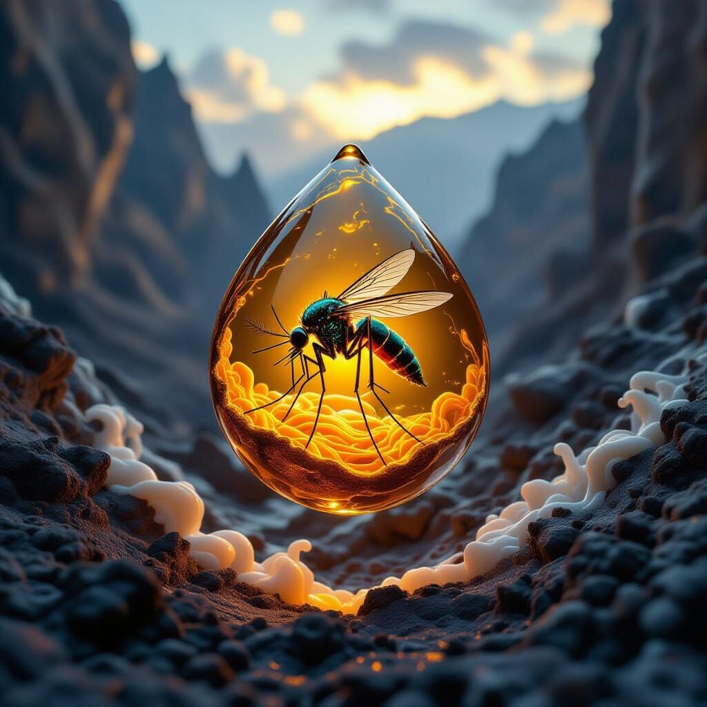 Surreal Mosquito in Amber Above Fossil Canyon