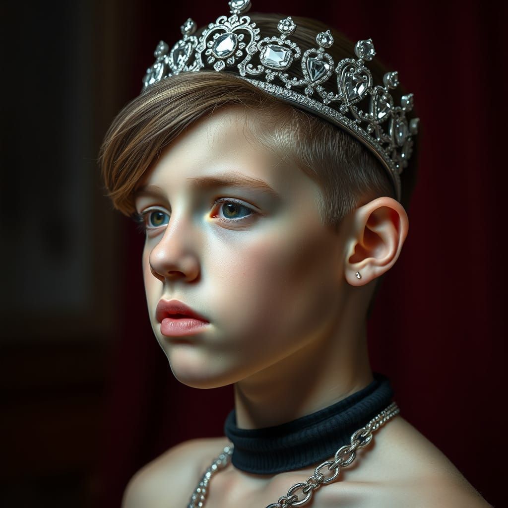 Luxurious Teen with Diamond Tiara in Cinematic Style