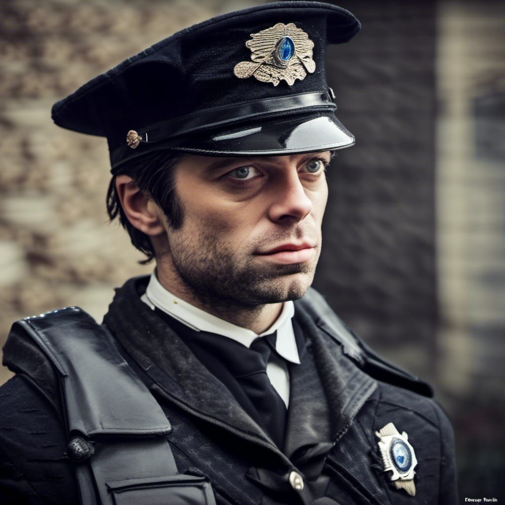 American Police Officer Portrait in Vivid Color
