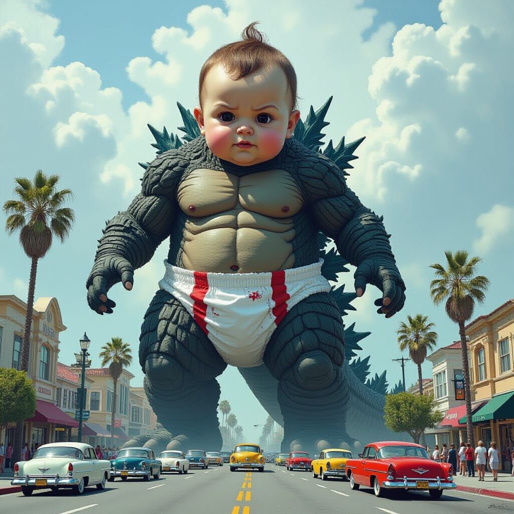 Giant Monster Baby Rampages Through San Diego