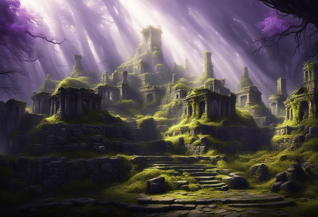 Mystical Ancient Ruins in Dark Fantasy Style