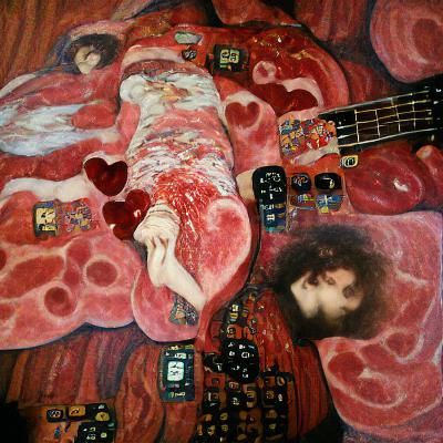 Romantic Abstract Art: Love in Klimt Style