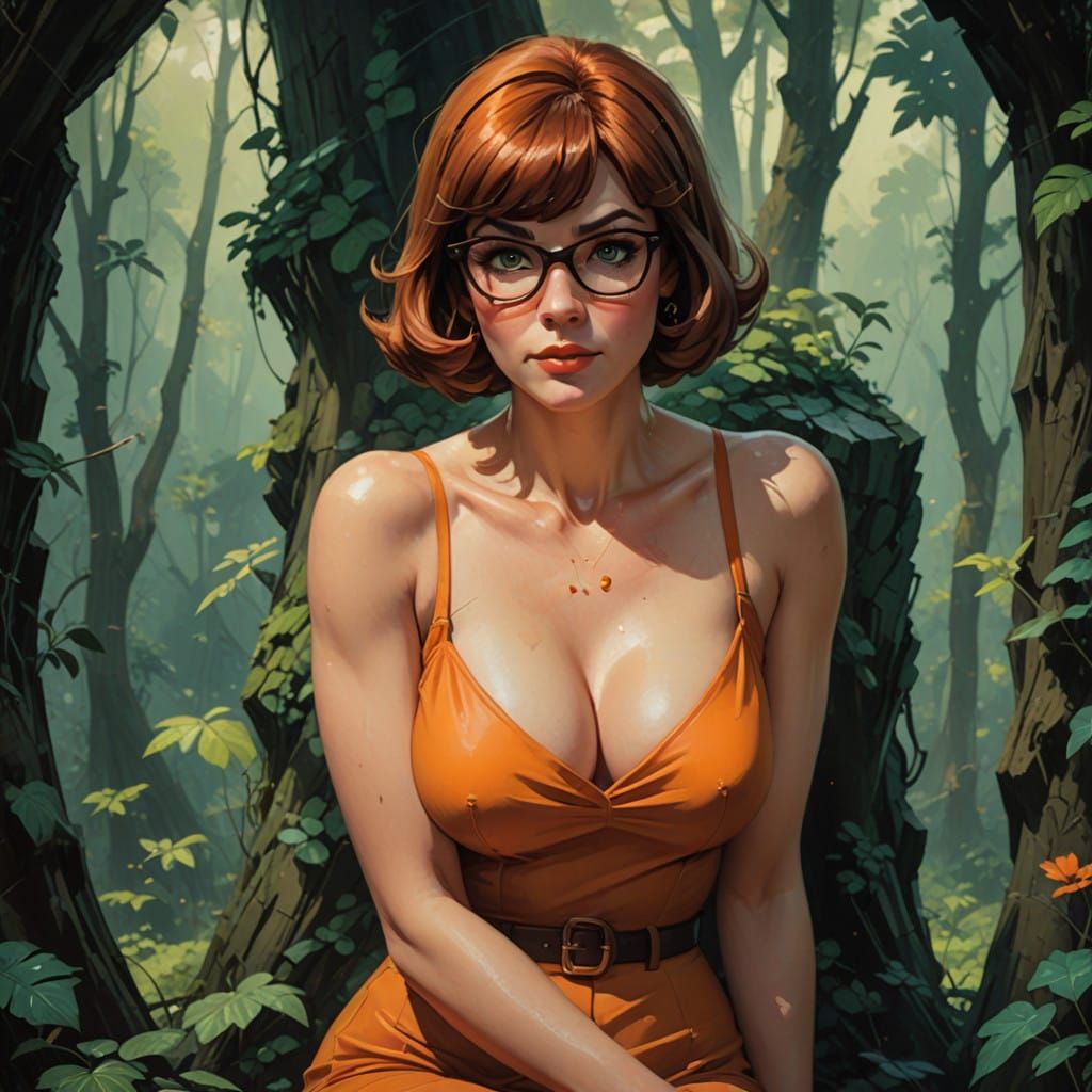 Velma in Classic Oil Painting Pinup Style