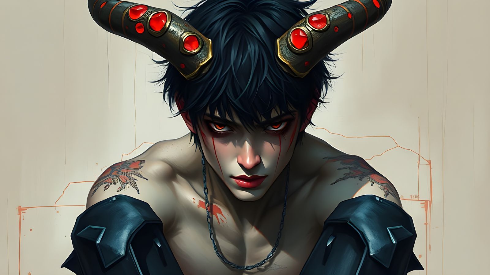 Horned Man Crying: Surreal Digital Art Album Cover