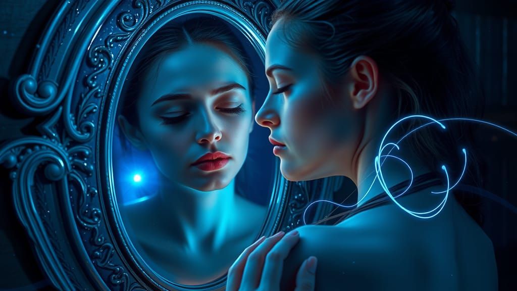 Eerie Mirror Reflects Horror in Dreamlike Surrealism
