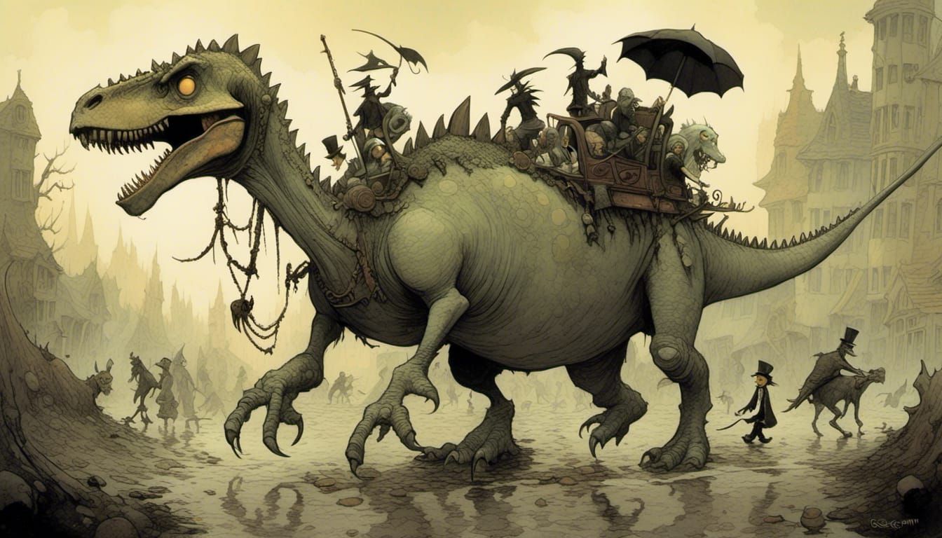 Dinosaur in Gris Grimly and Burton Style