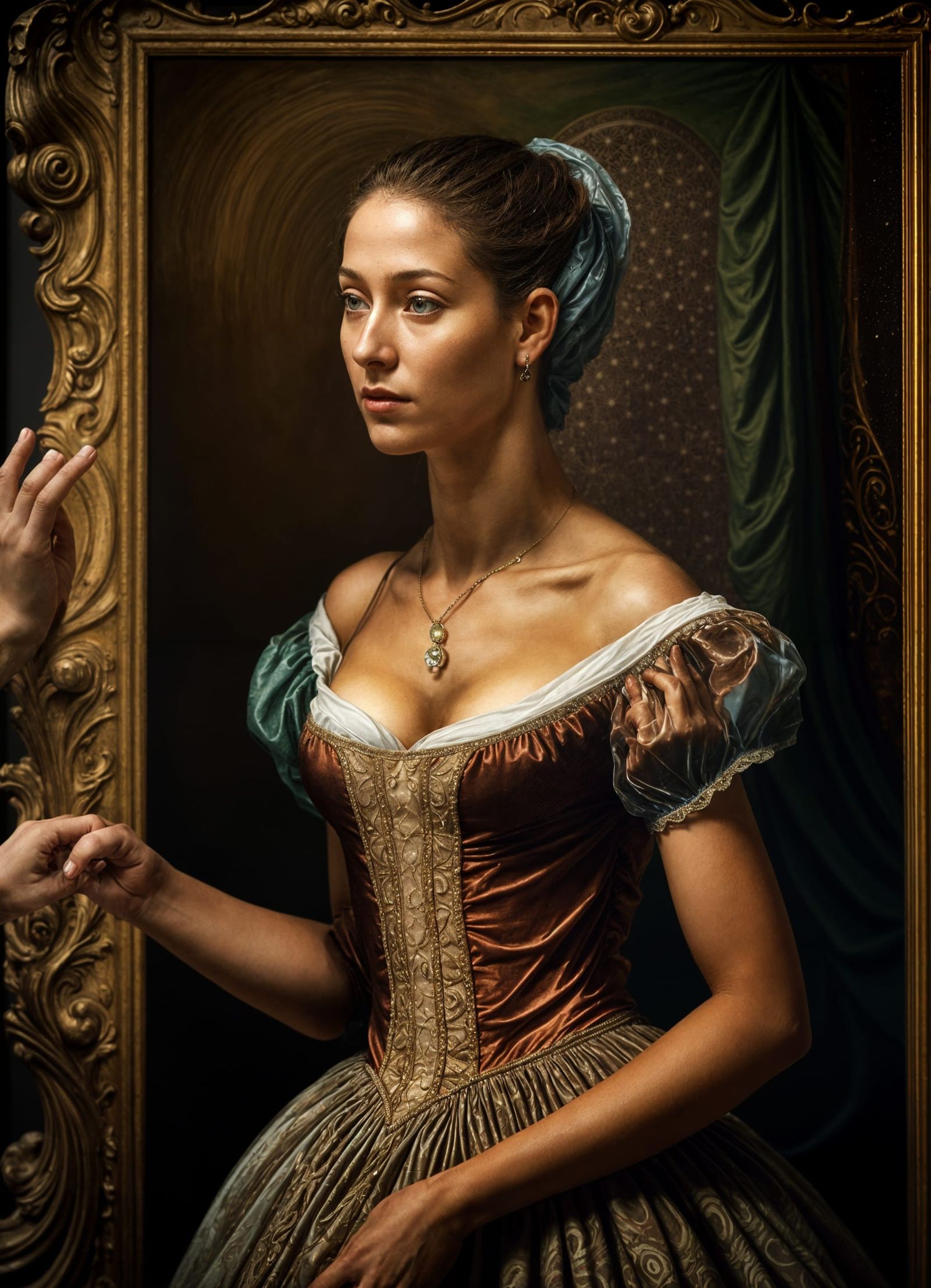 Renaissance Woman in Party Dress: Photorealistic Portrait