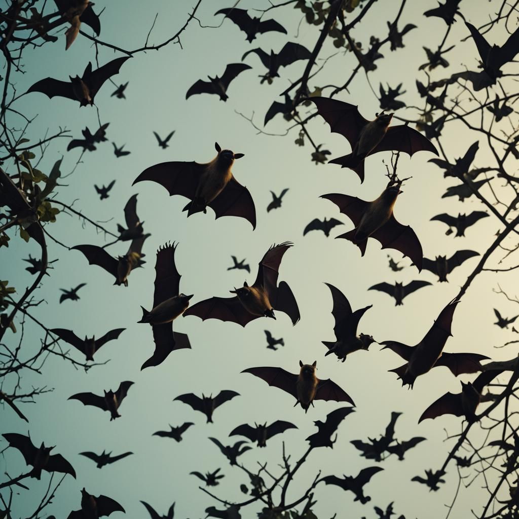Cinematic Fruit Bats in Atmospheric Lighting