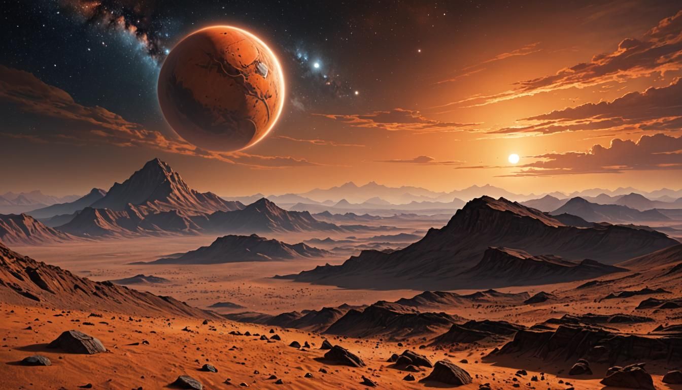 Exoplanet Artwork: Proxima Centauri from Desert Planet