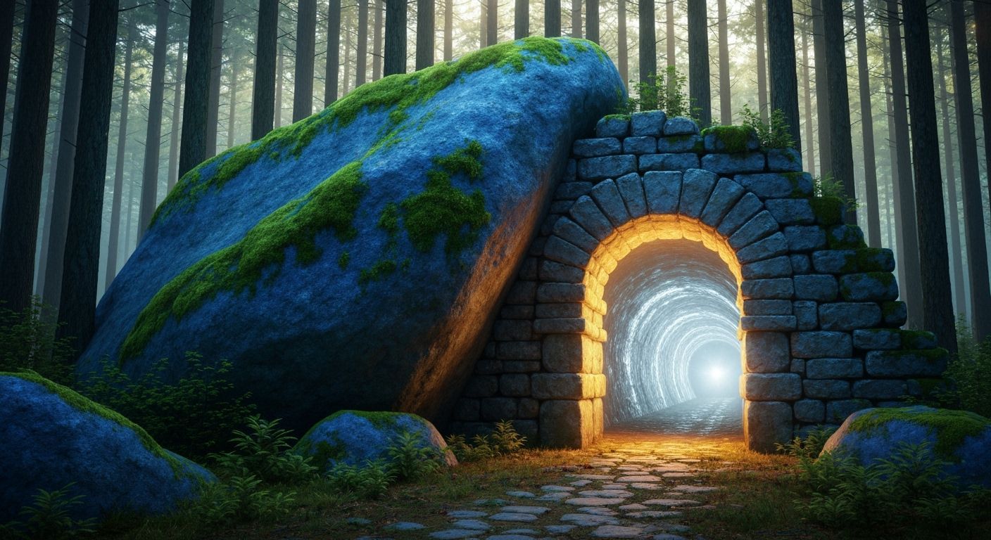 Mystical Forest Archway Leads to Silver Glow