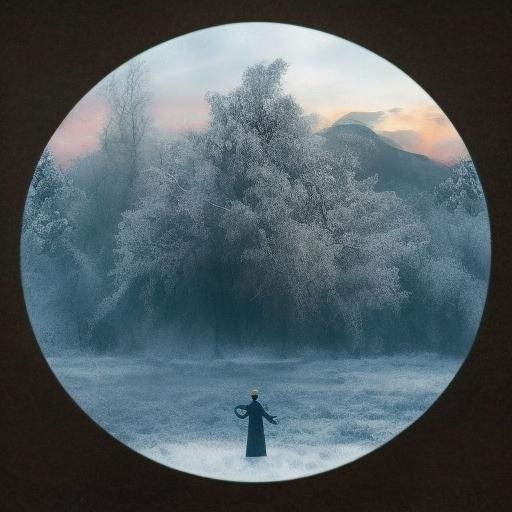 Mongolian Winter Steppe Landscape at Night