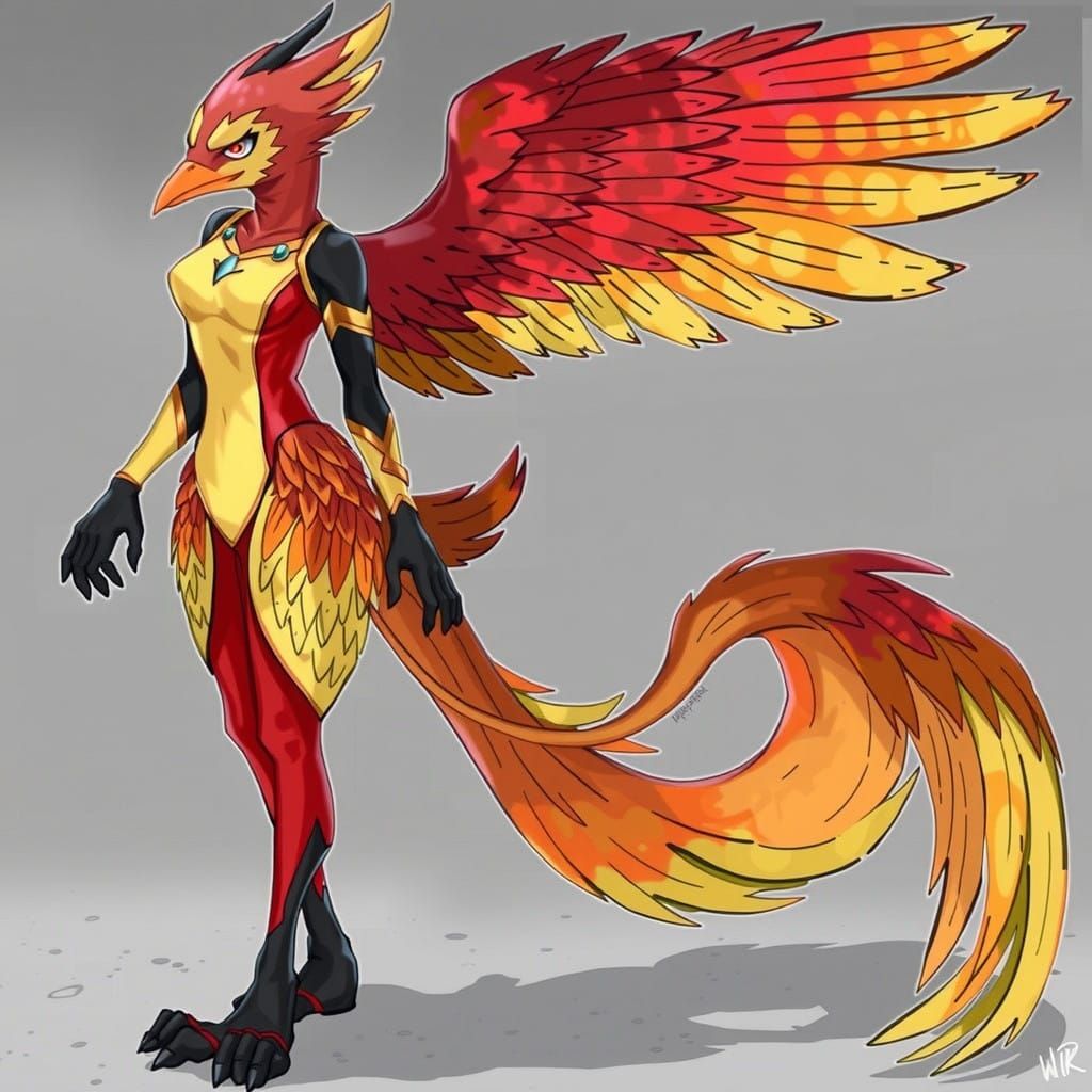 Majestic Female Phoenix with Human Form Takes Flight