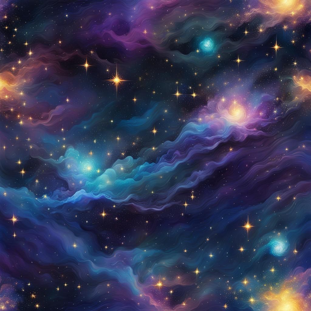 Glowing Astral Constellation in Vibrant Digital Oil Painting